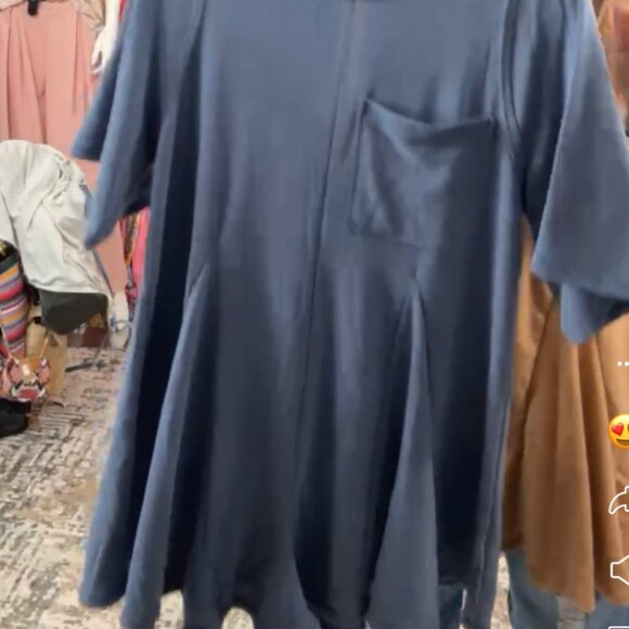 Blue Flowy V-Back T-Shirt Romper - Picture 1 of 5